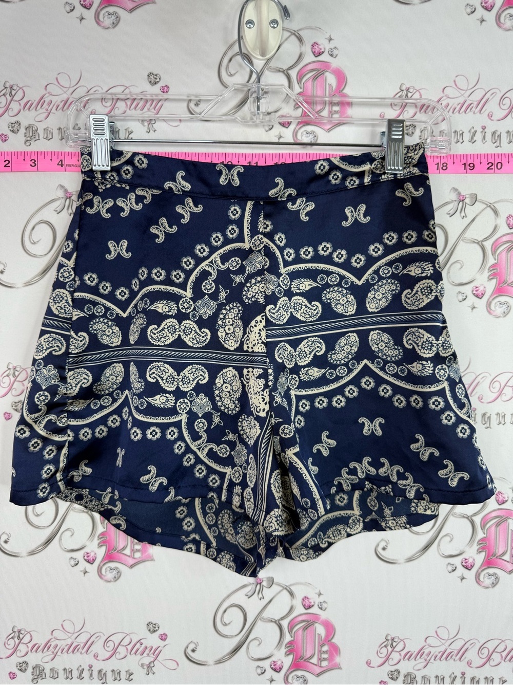 Missguided shorts Navy and Cream Paisley High Waist Shorts bandana print